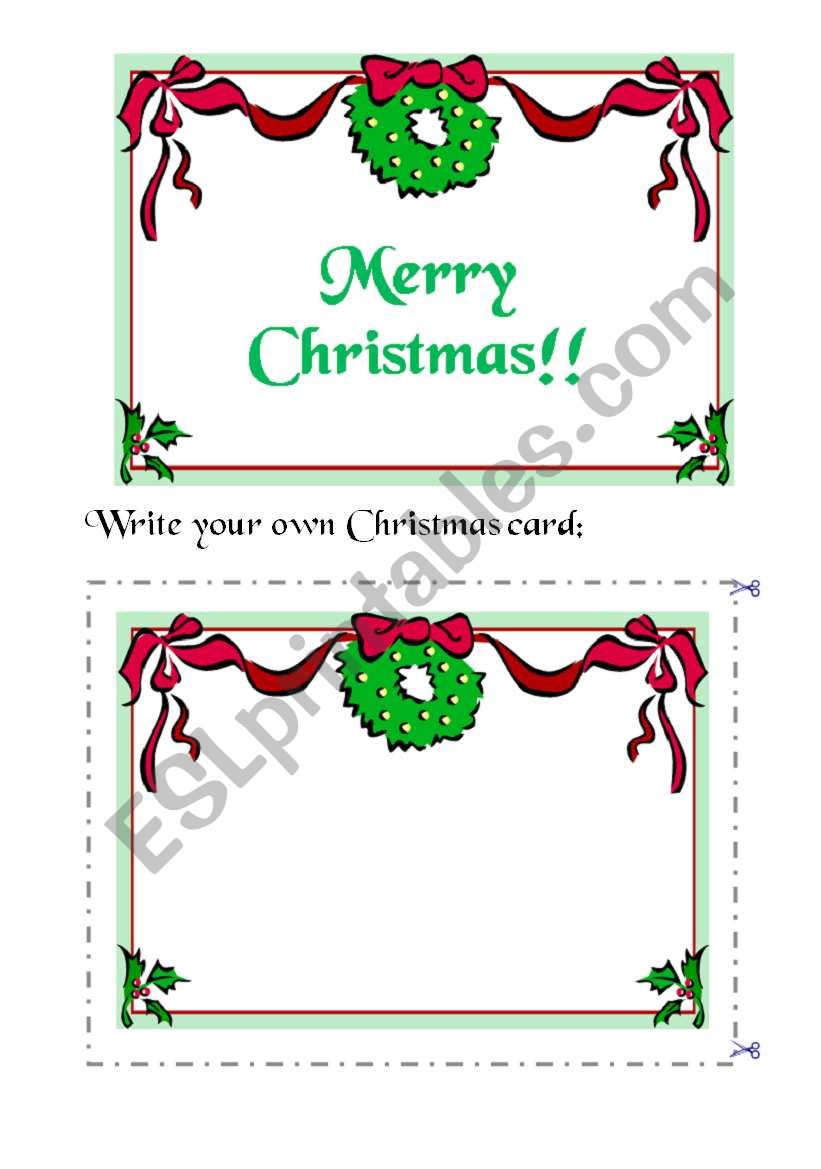 Write your own Christmas card worksheet