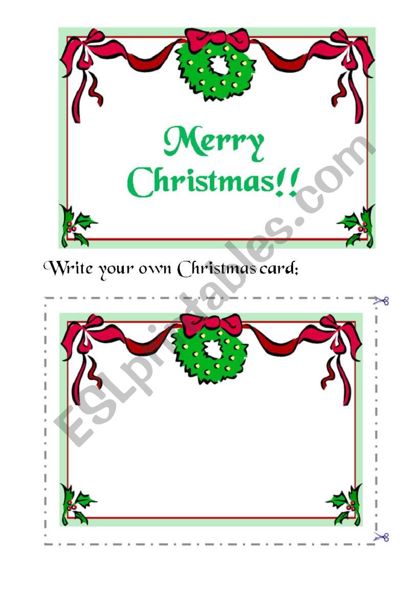 Write your own Christmas card - ESL worksheet by Raquelfrombrazil