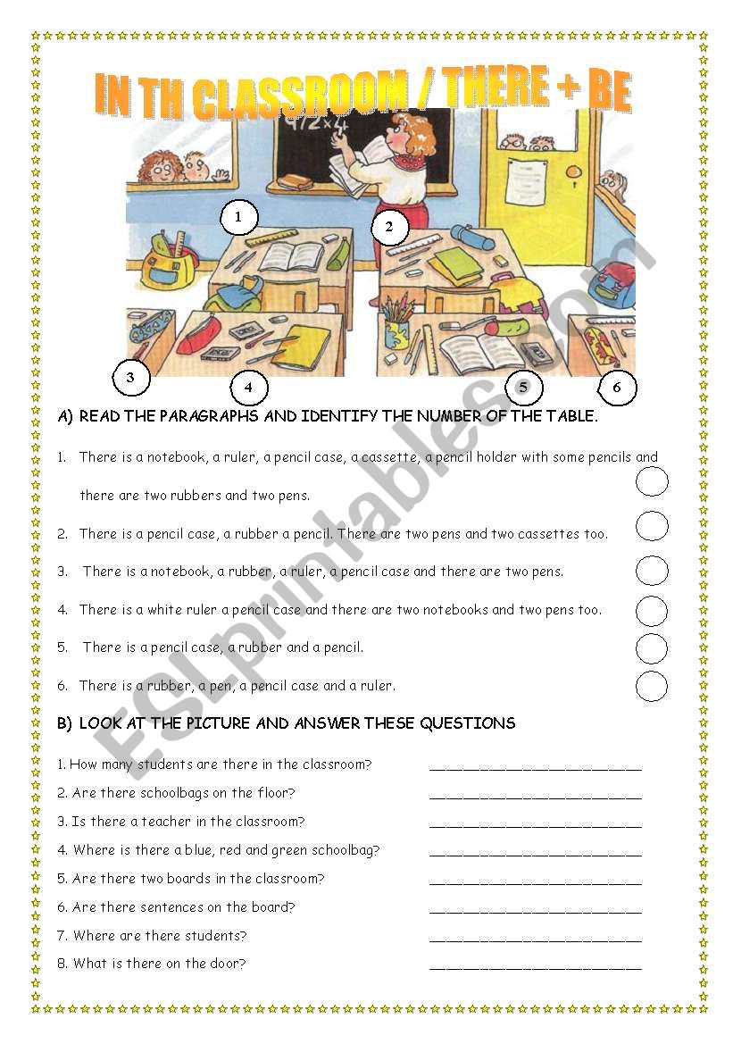 IN THE CLASSROOM/ THERE + BE worksheet