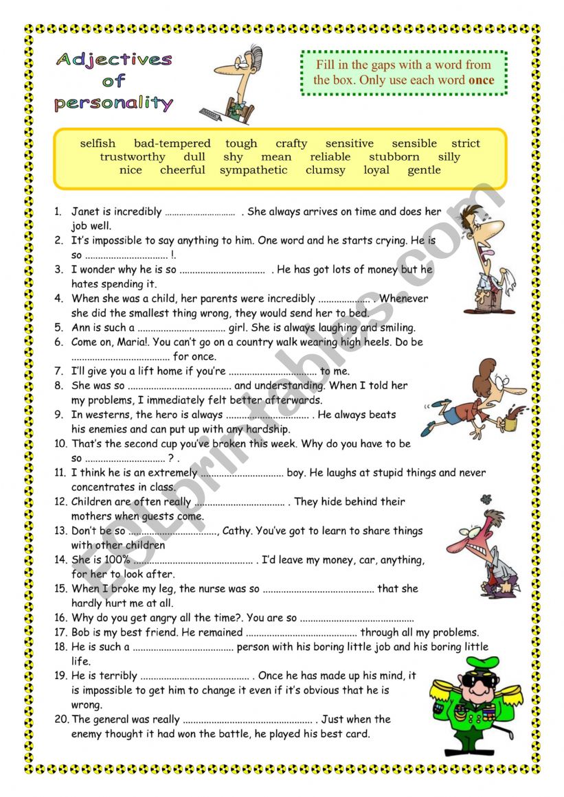 Adjectives of personality  worksheet