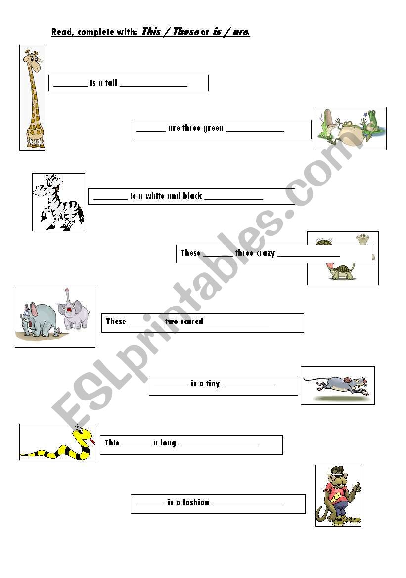 This/these + animals worksheet