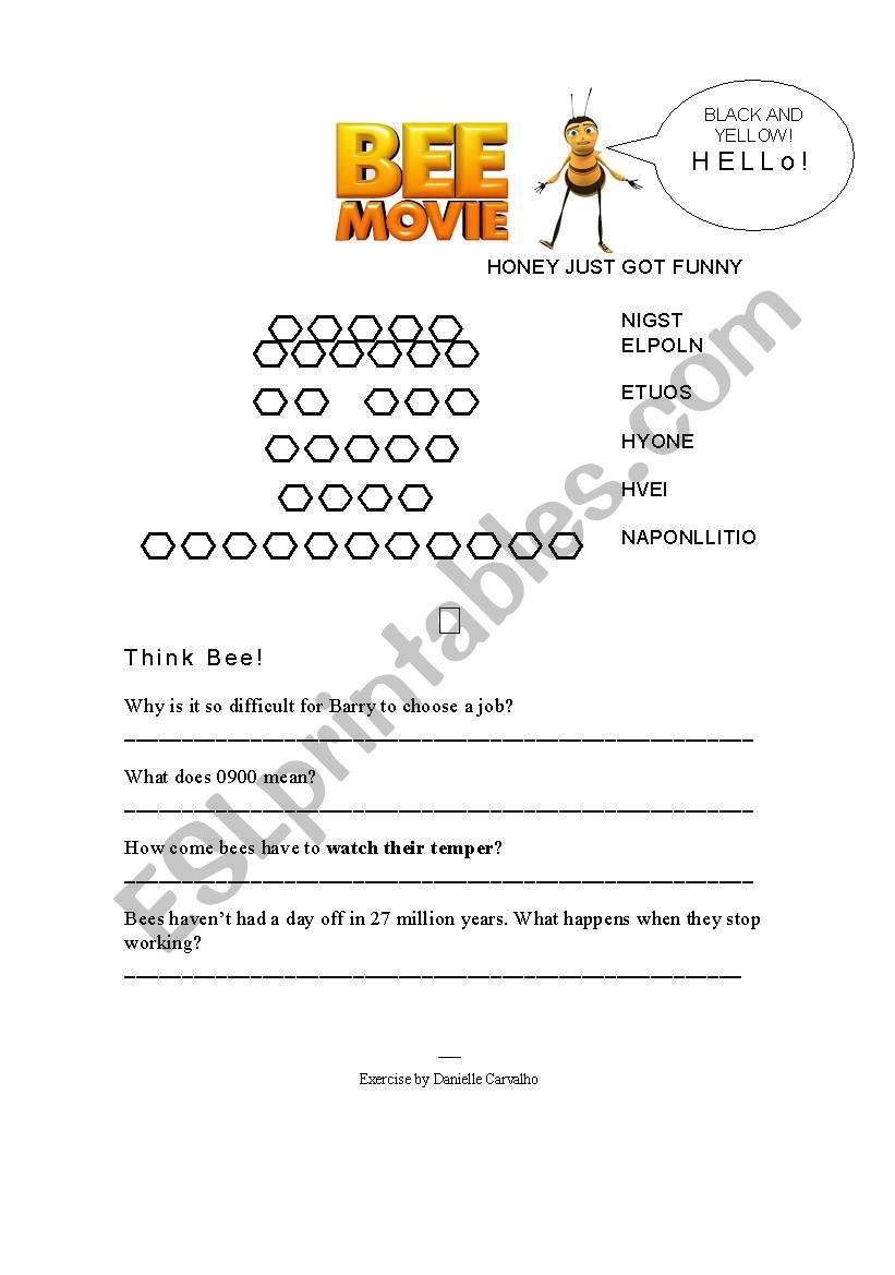 Bee Movie worksheet