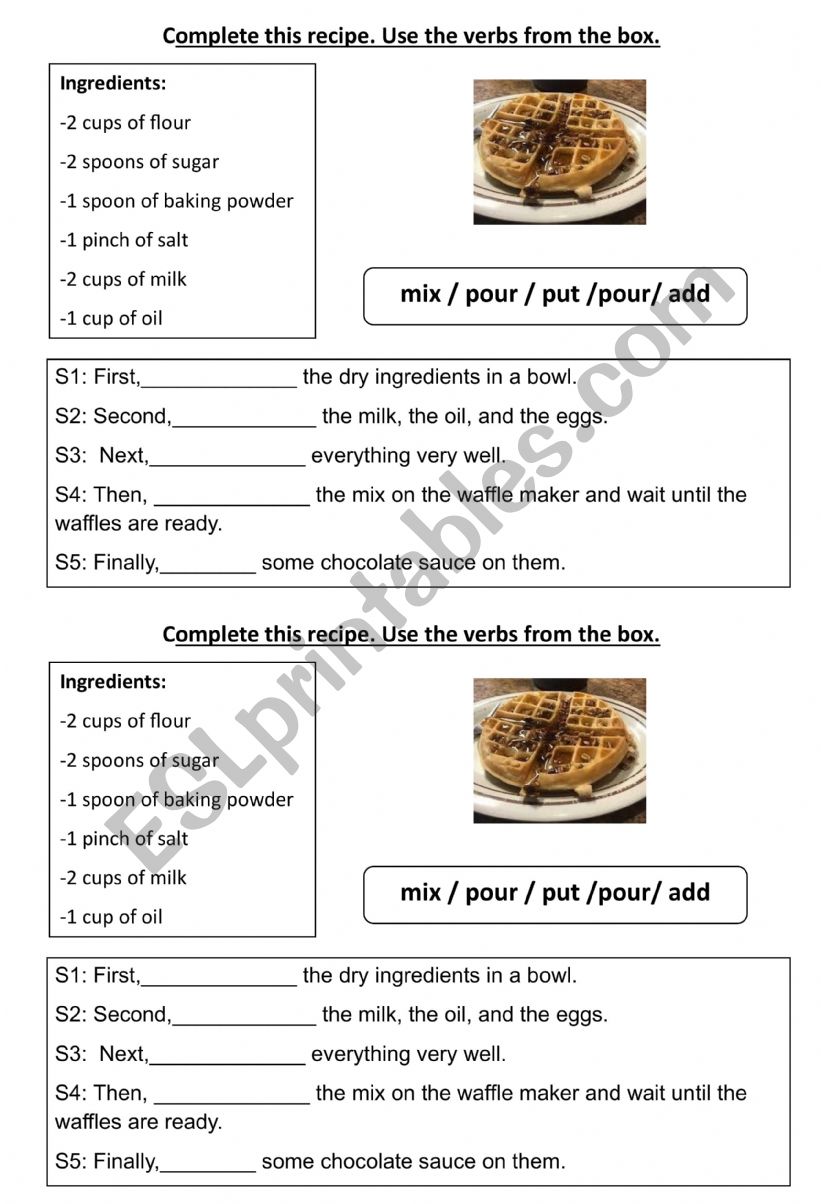 RECIPE worksheet