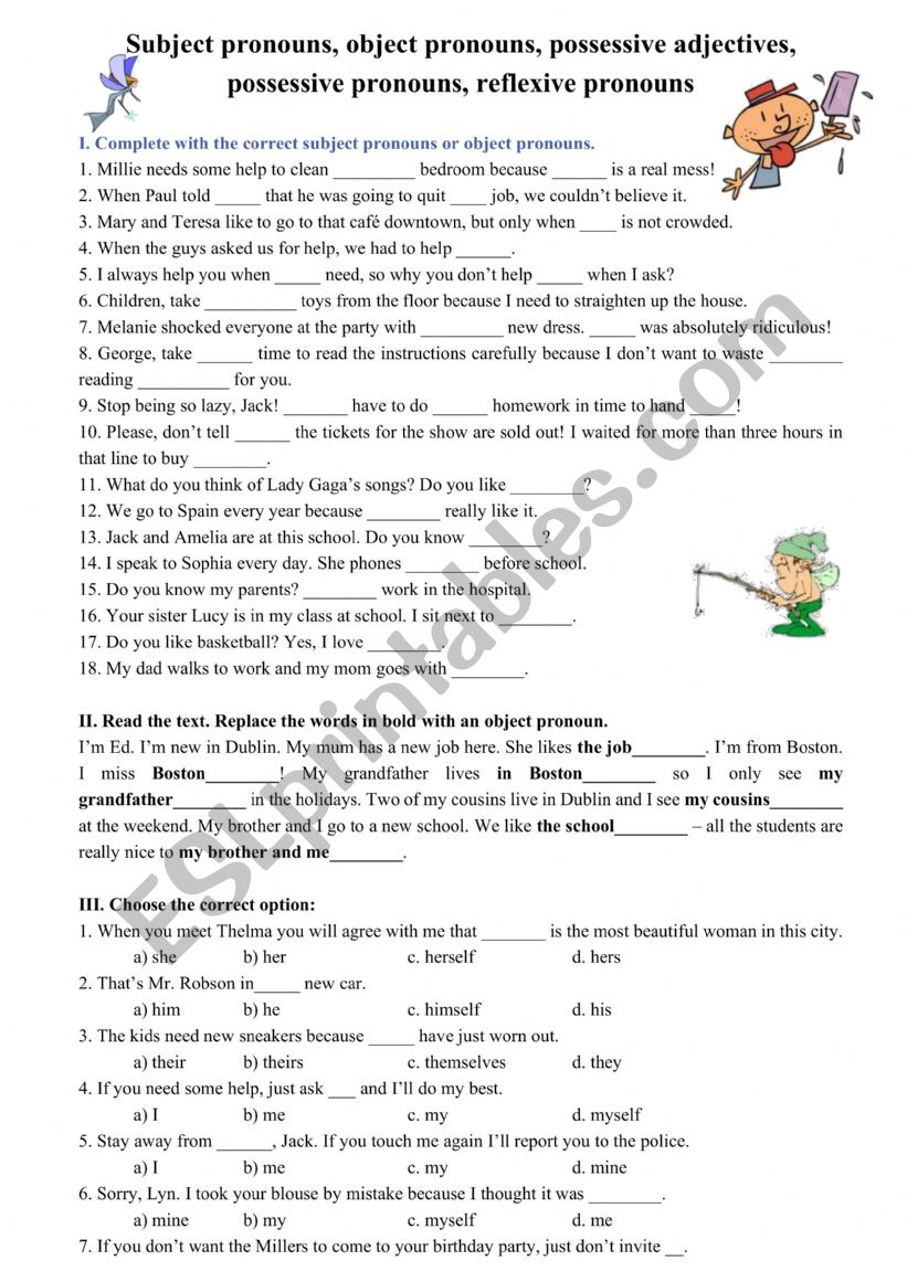 Pronouns worksheet