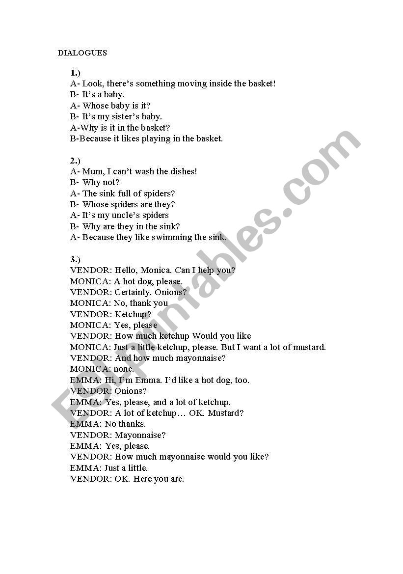 dialogues worksheet