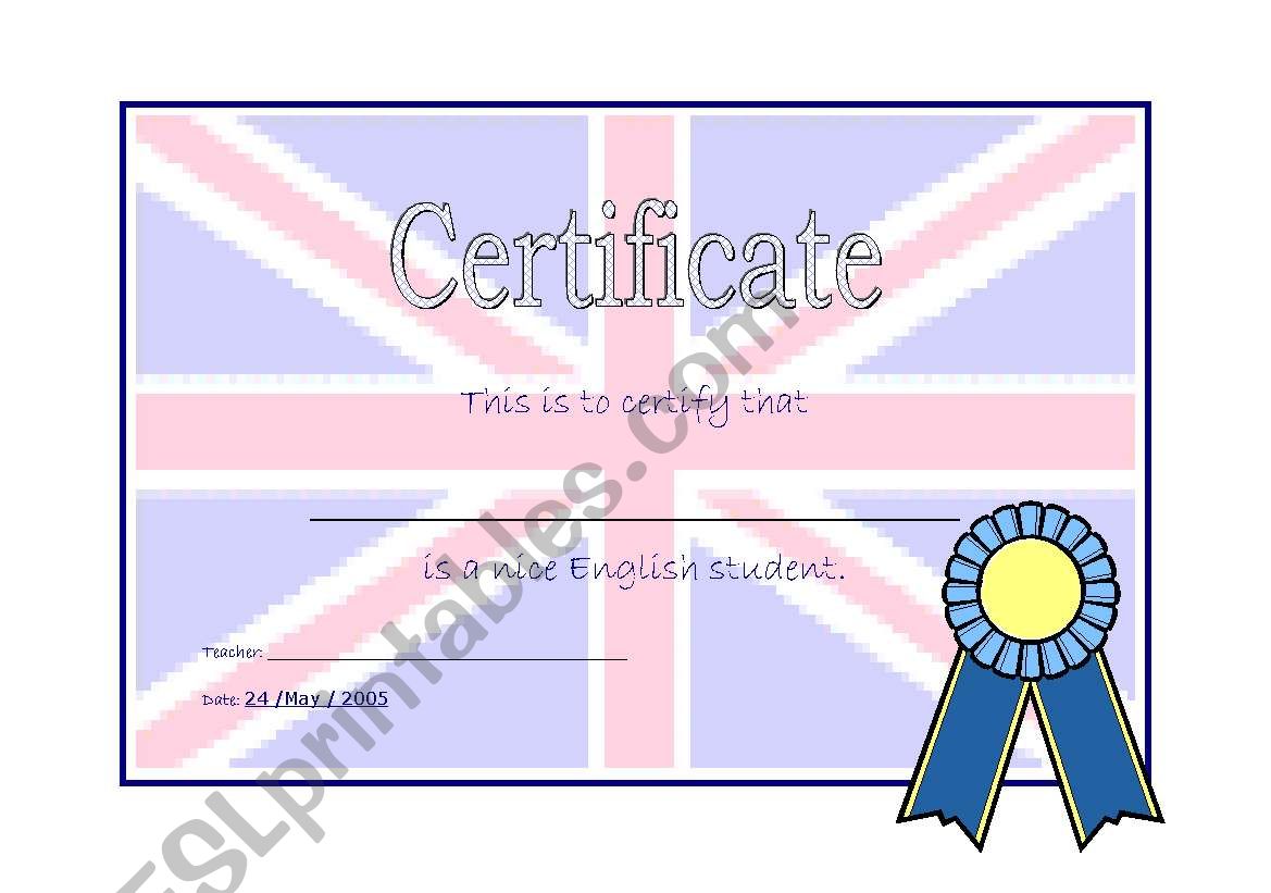 Good English Student Certificate