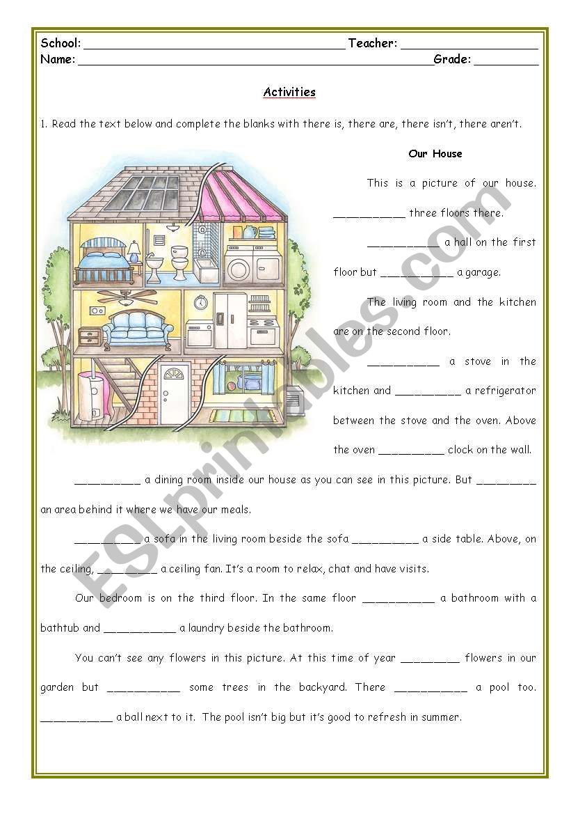 Our house worksheet