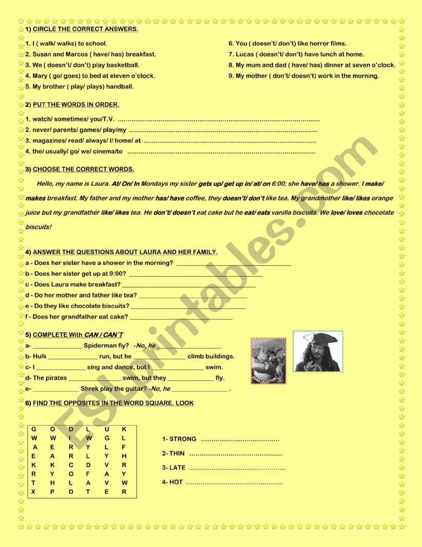 Present Simple Activity worksheet