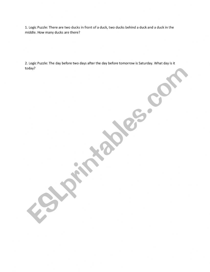 Logic Problems worksheet