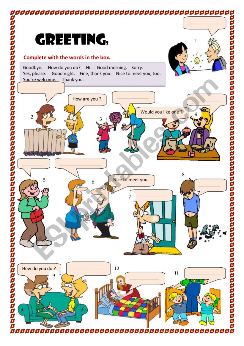 Greetings worksheet