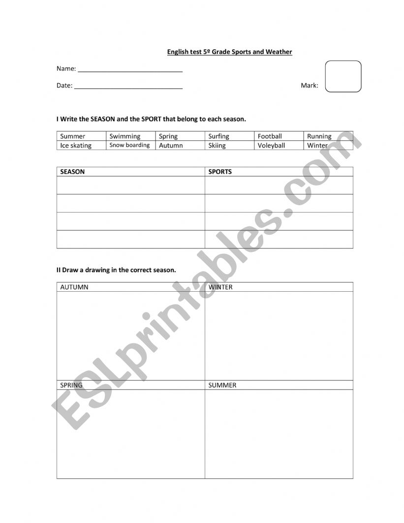 Weather worksheet