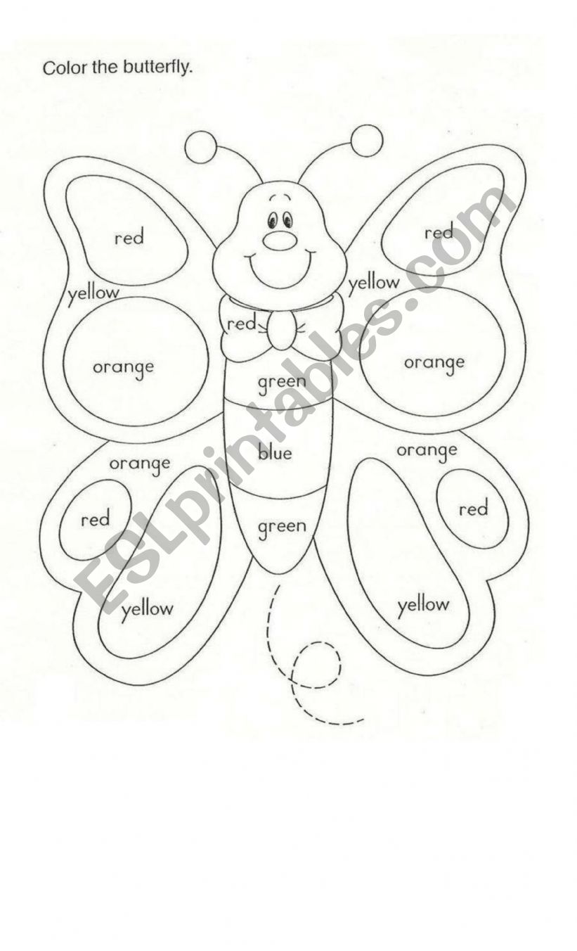 Colours and butterfly worksheet