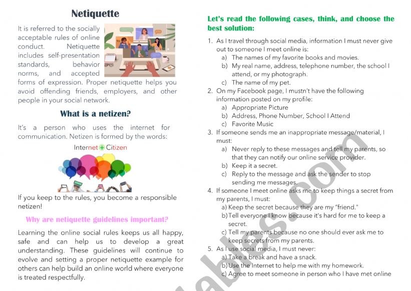 Netiquette worksheet