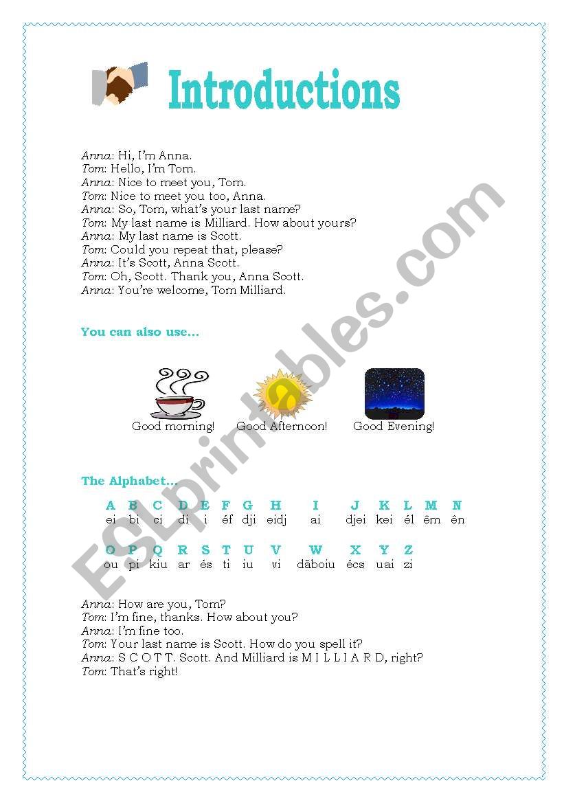 Introductions worksheet