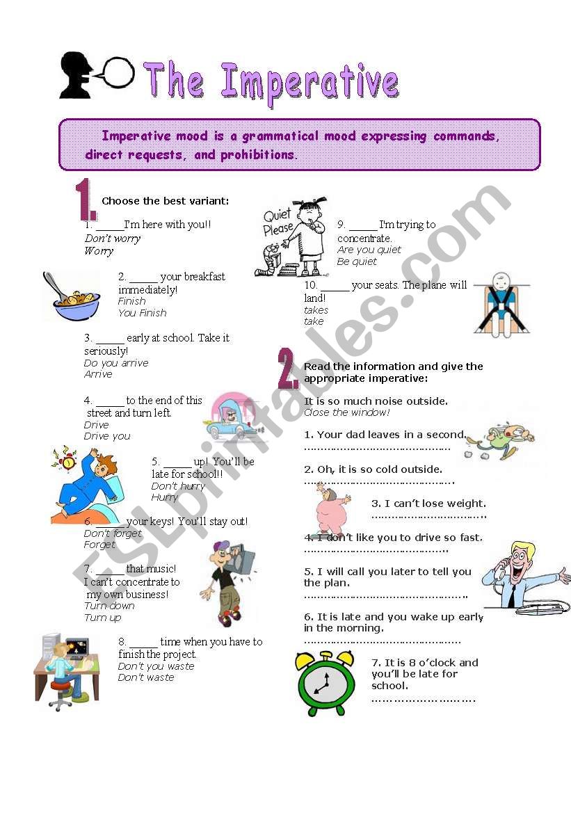 Imperative Sentences Worksheet Imperative Mood Esl Pr - vrogue.co