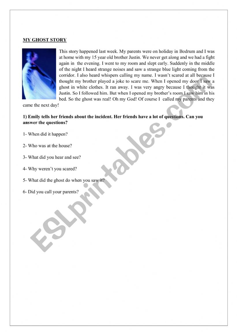 Ghost story worksheet