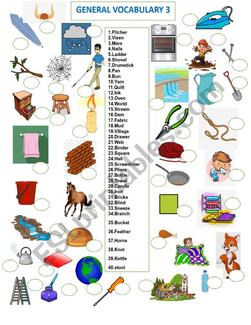 MATCHING GENERAL VOCABULARY 3       SET 2 of 3