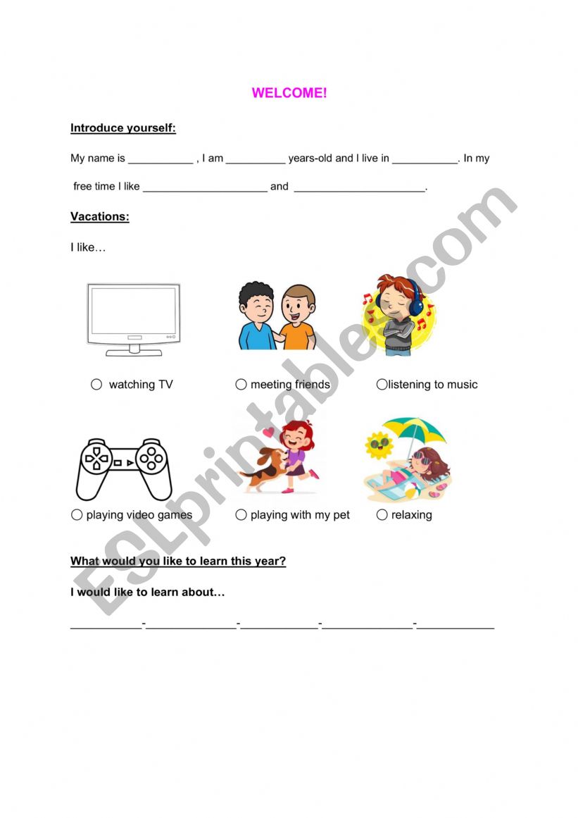 We are back, back to class worksheet