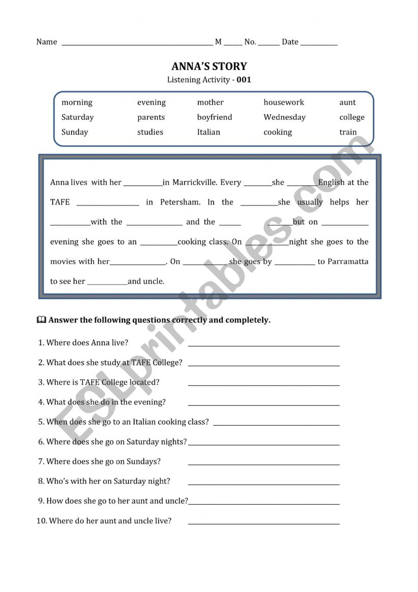 Adele worksheet