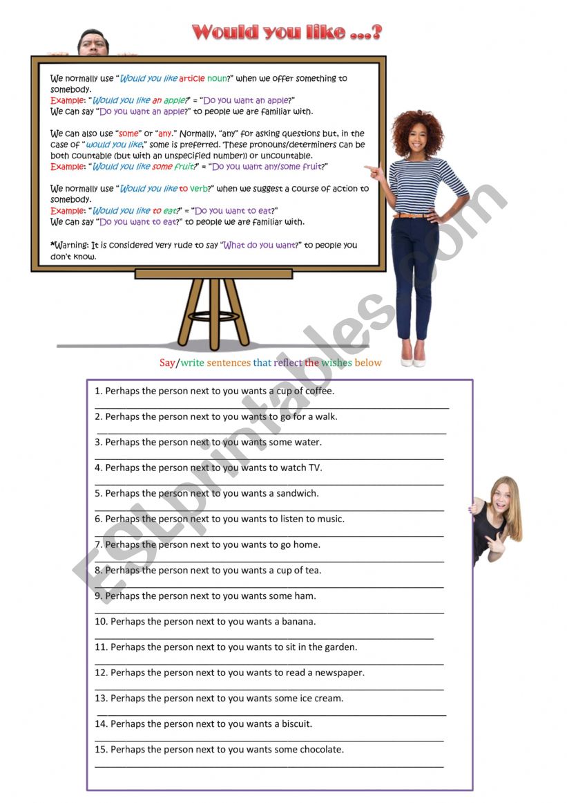 Would you like ...? worksheet