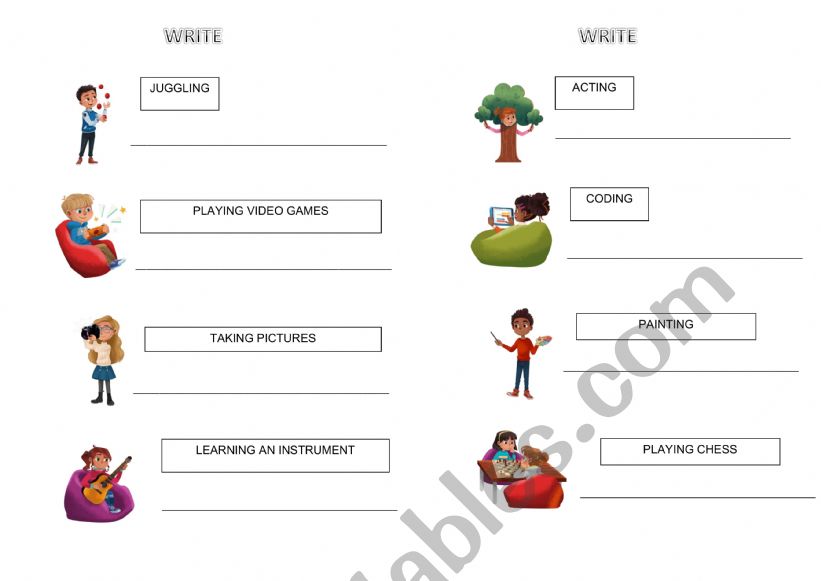 Hobbies worksheet