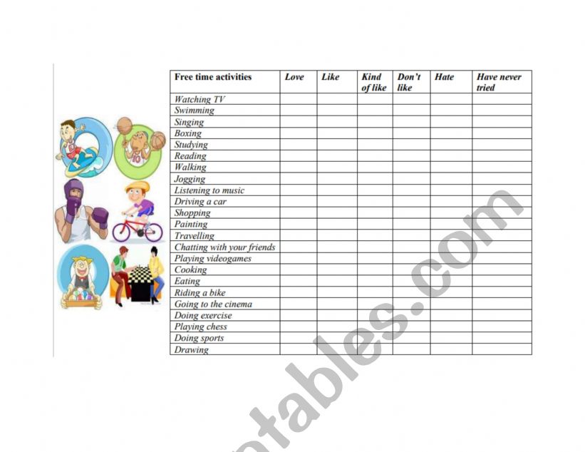 likes and dislikes role play worksheet