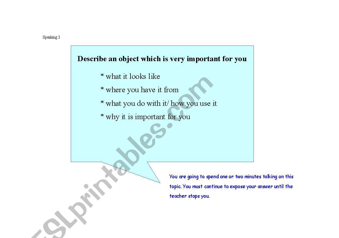 Speaking  worksheet