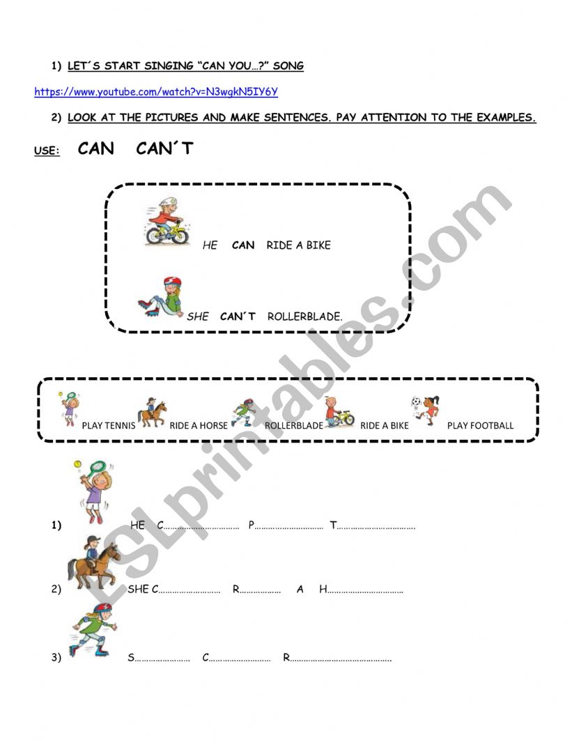 CAN AND CAN´T worksheet