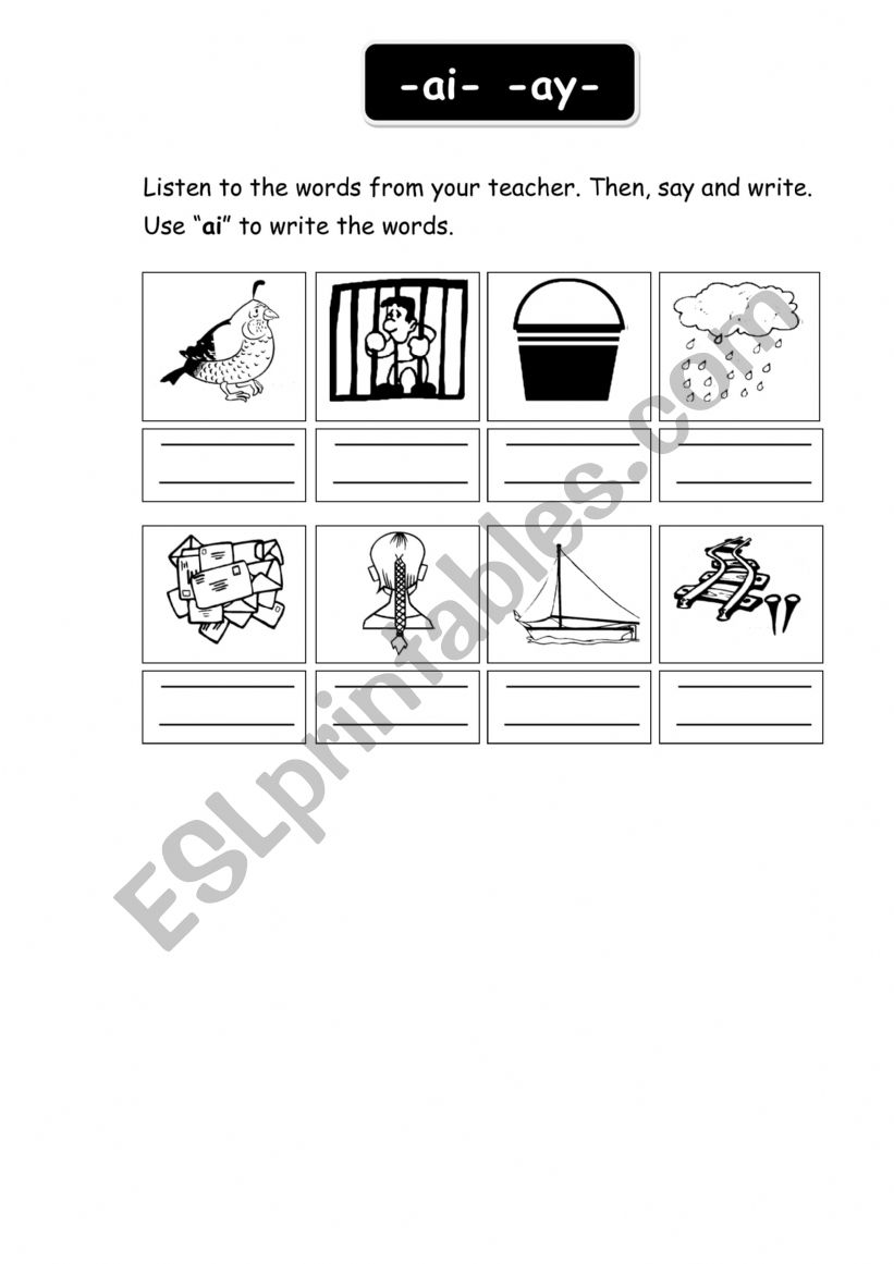 Reading with ai or ay worksheet