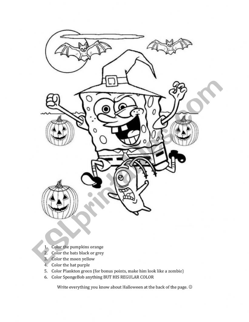 SpongeBob Halloween  worksheet