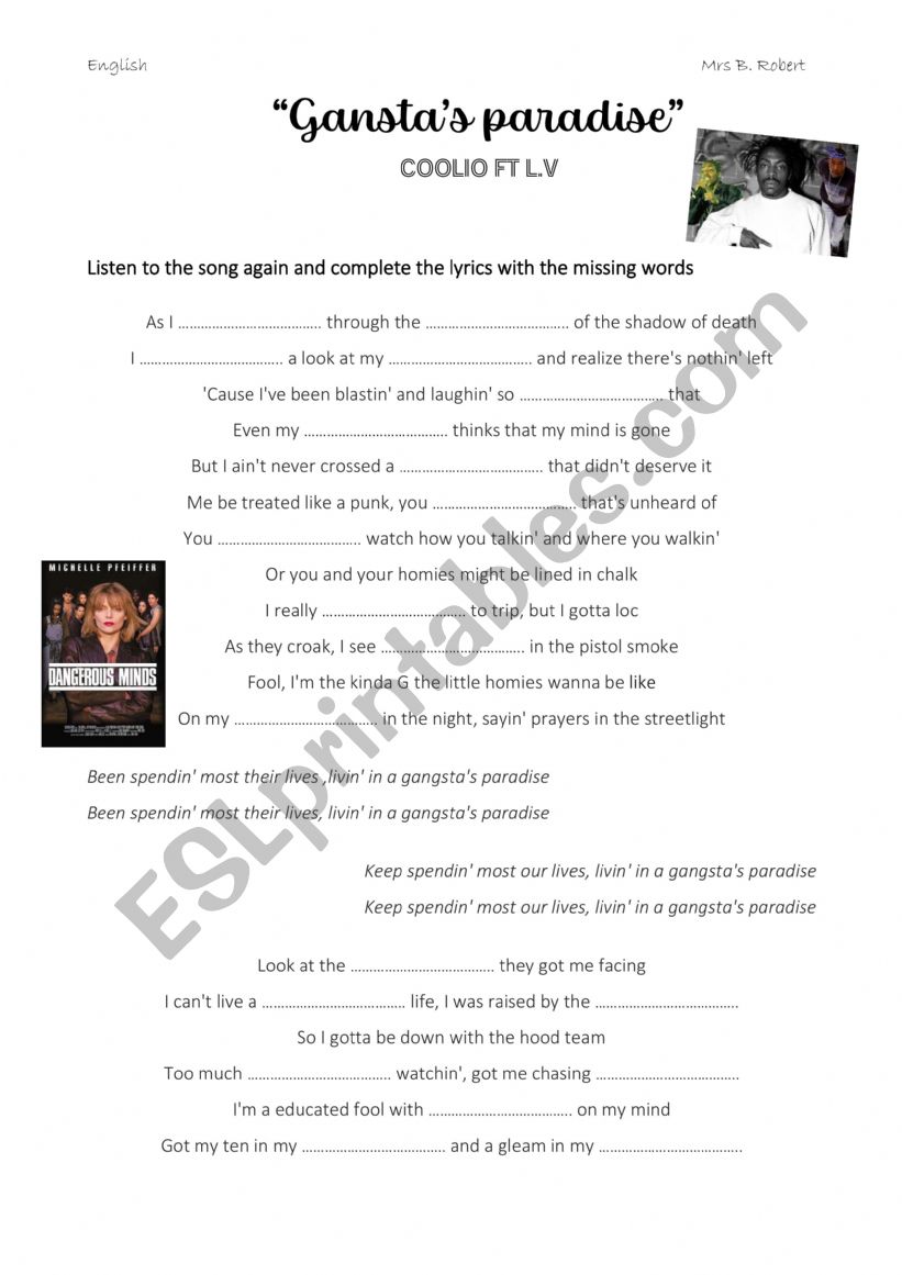 GanstaÃ¯Â¿Â½s Paradise - Coolio - Dangerous minds