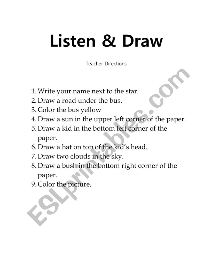 listen and draw worksheet