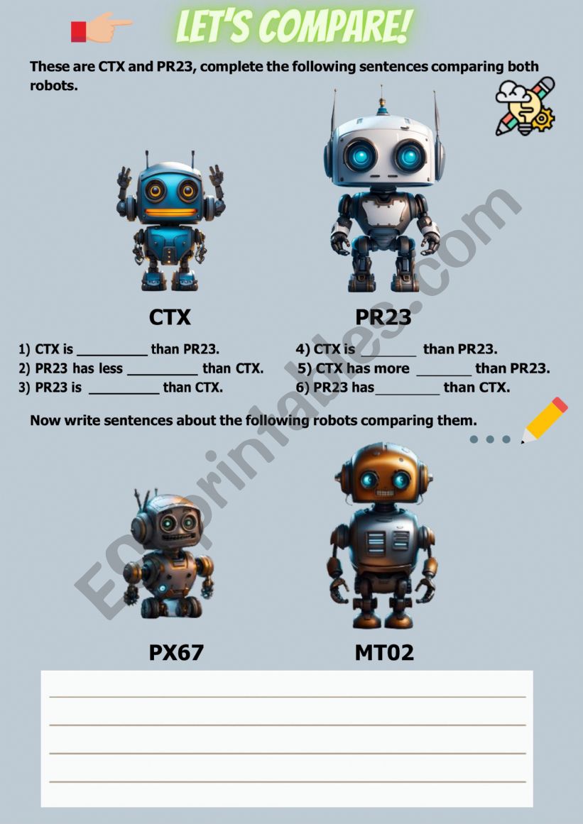 COMPARE THE ROBOTS worksheet