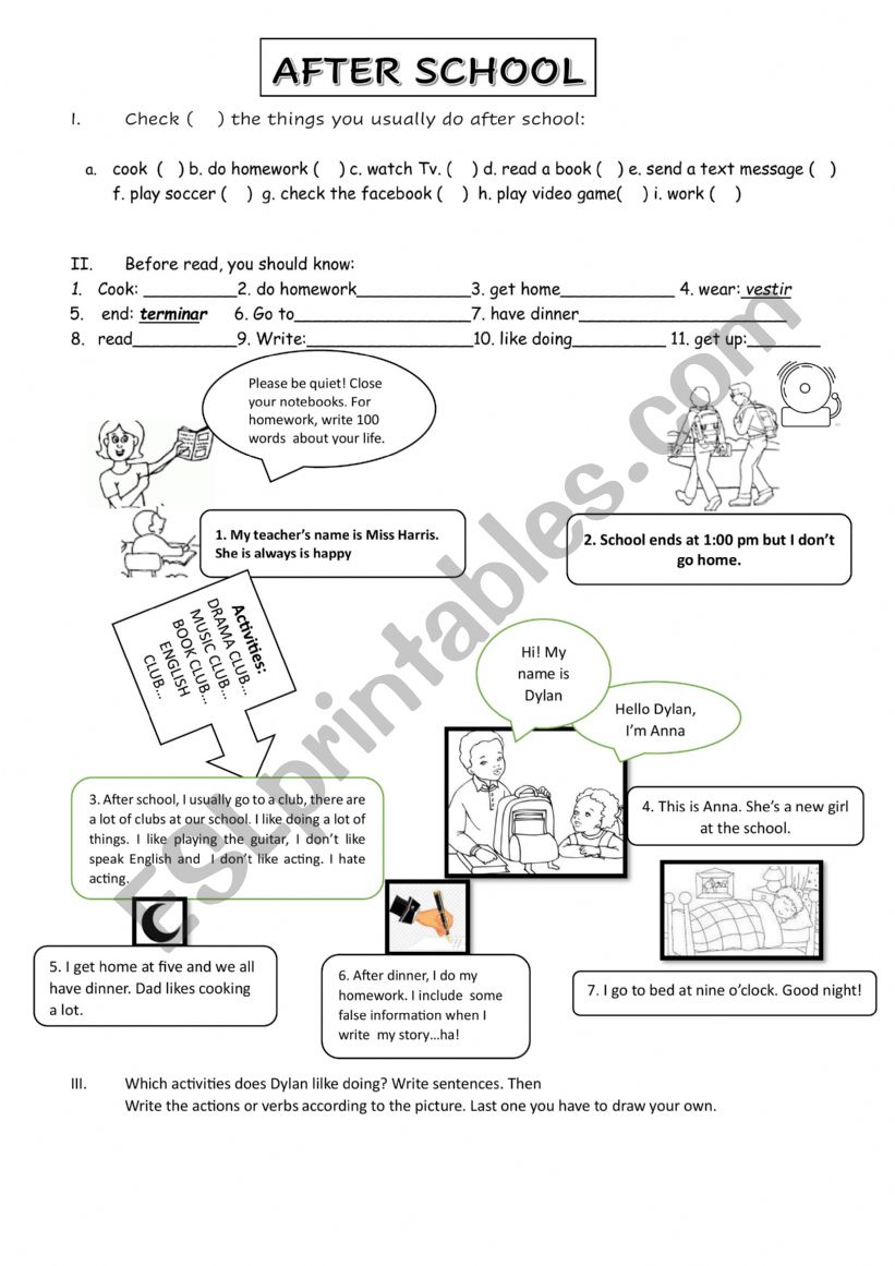 My routine worksheet