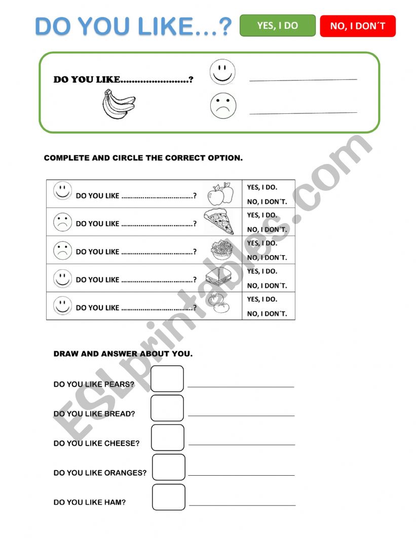 DO YOU LIKE? worksheet