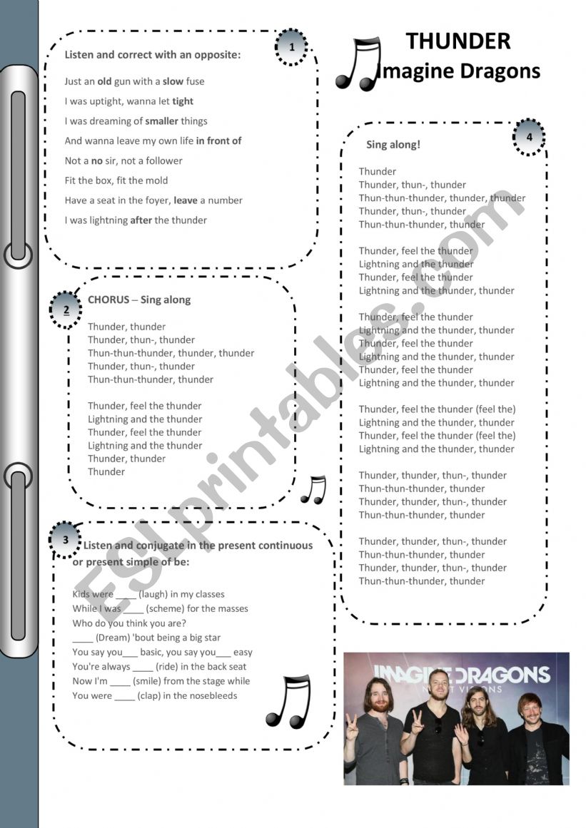 Thunder by Imagine Dragons worksheet