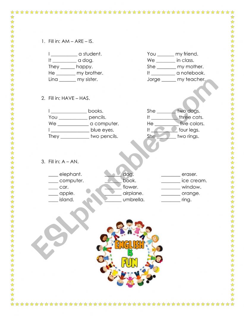 A - AN/ HAS - IS worksheet