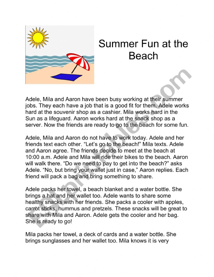 Summer Fun worksheet