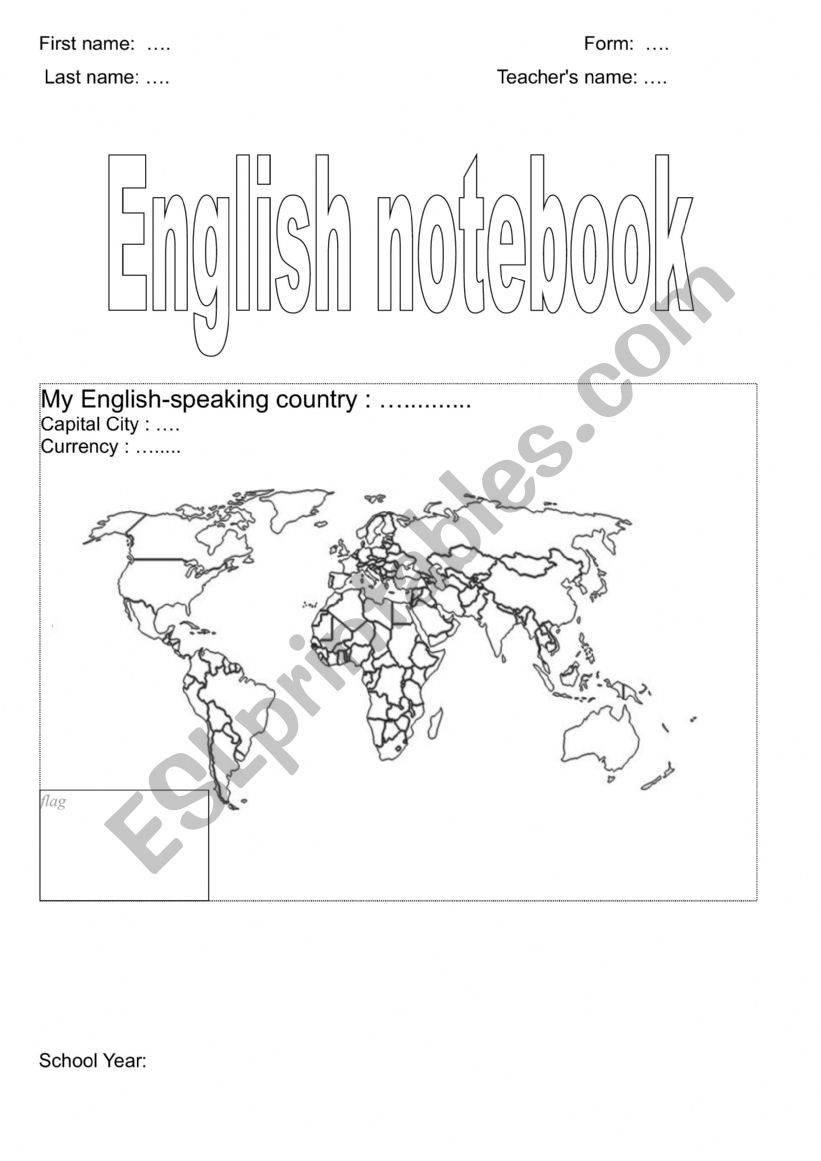 notebook cover worksheet