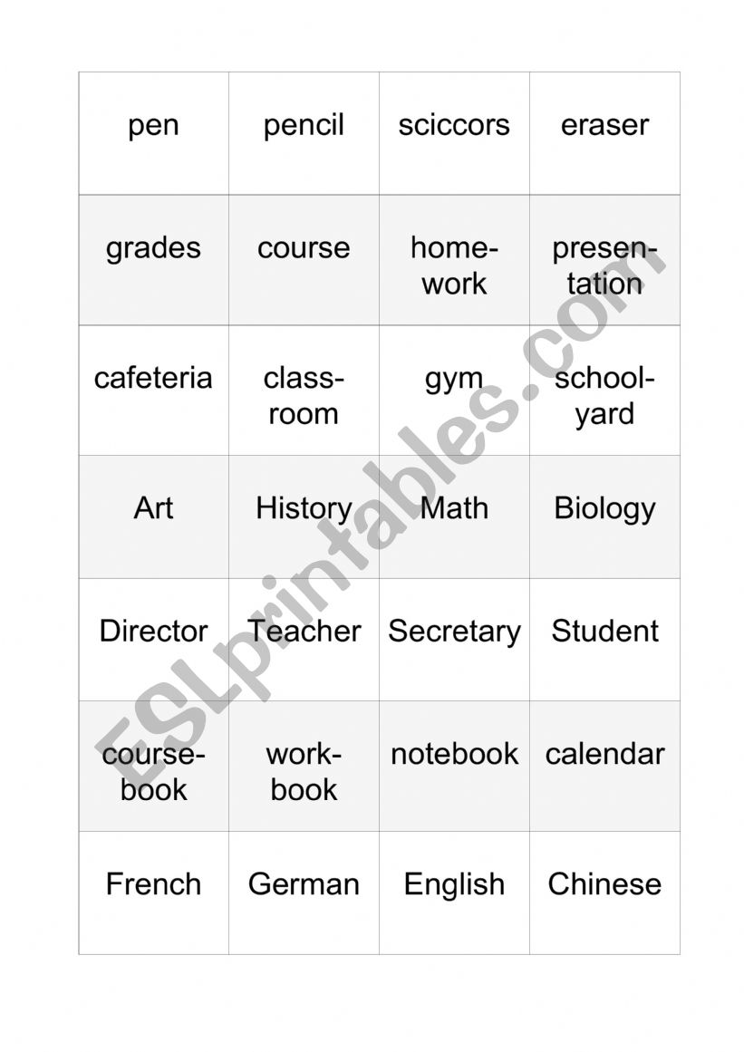 Quartett school  worksheet