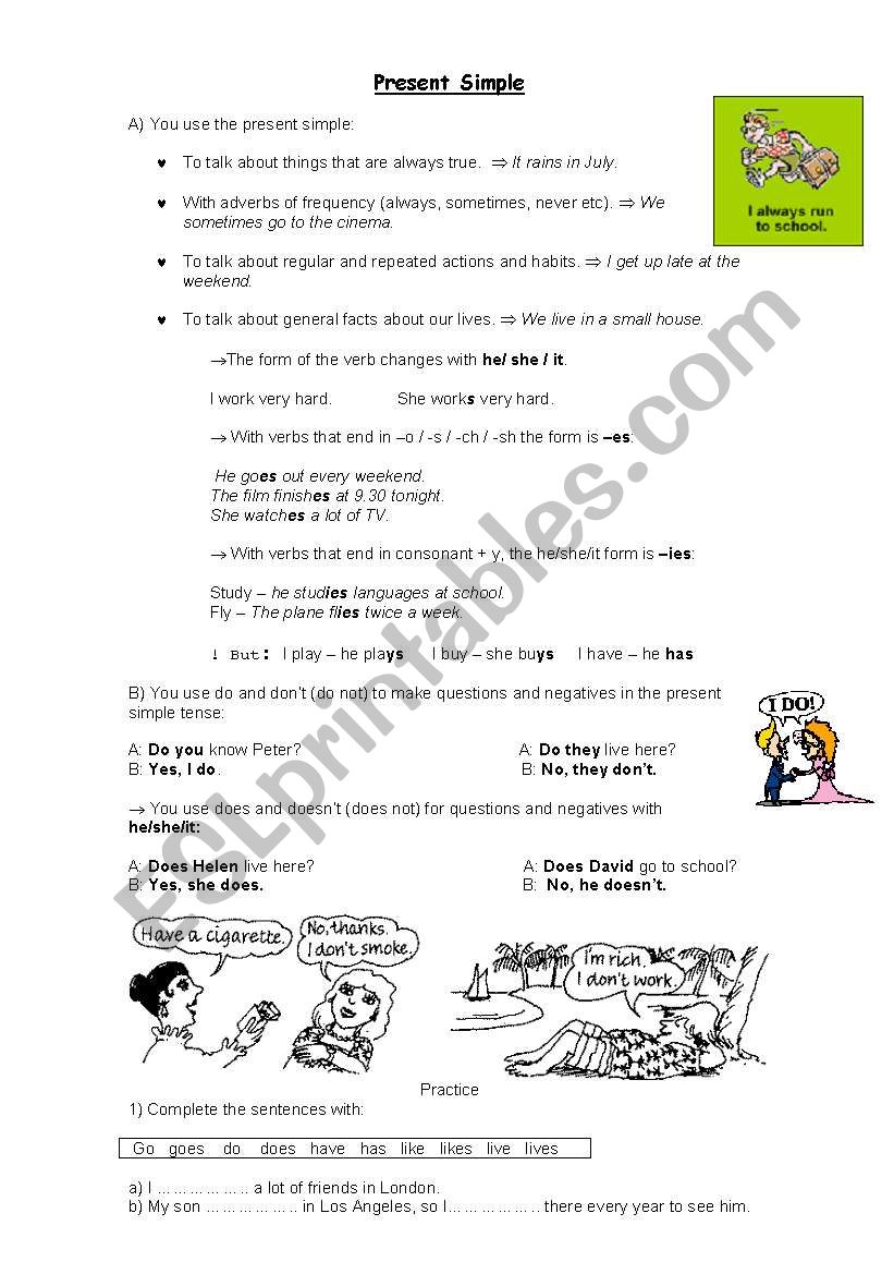 Present simple  worksheet