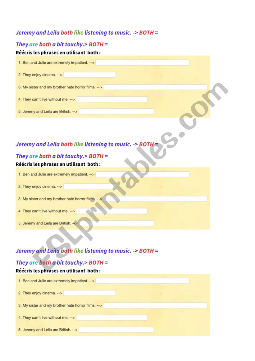 Practise and Compare worksheet