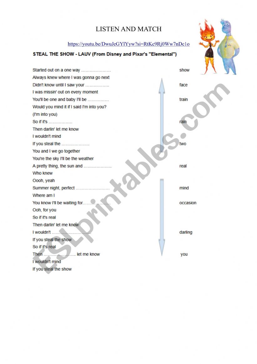 STEAL THE SHOW worksheet