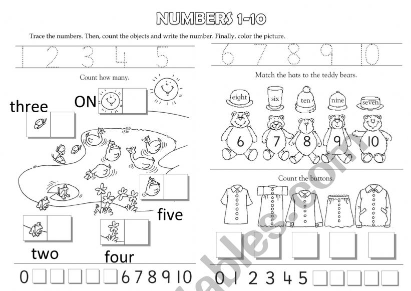 Numbers 1-10 worksheet