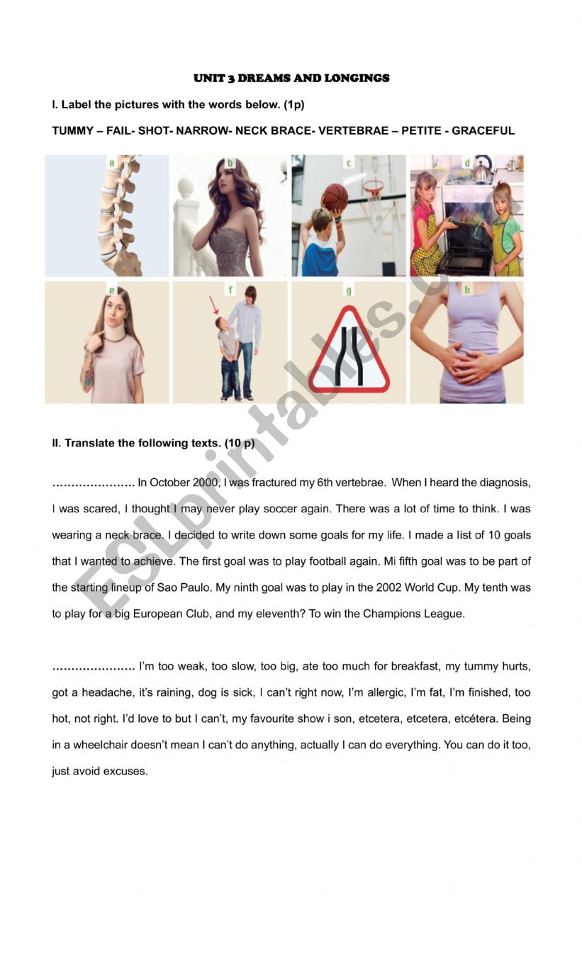 dreams and longings worksheet