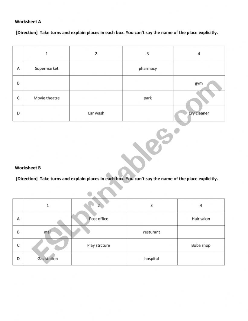 Places_Information Gap Activity