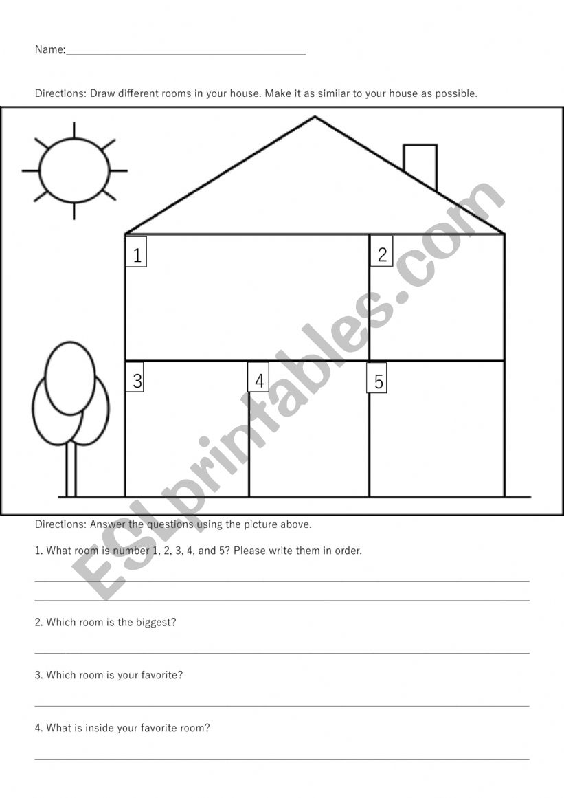 My house worksheet worksheet