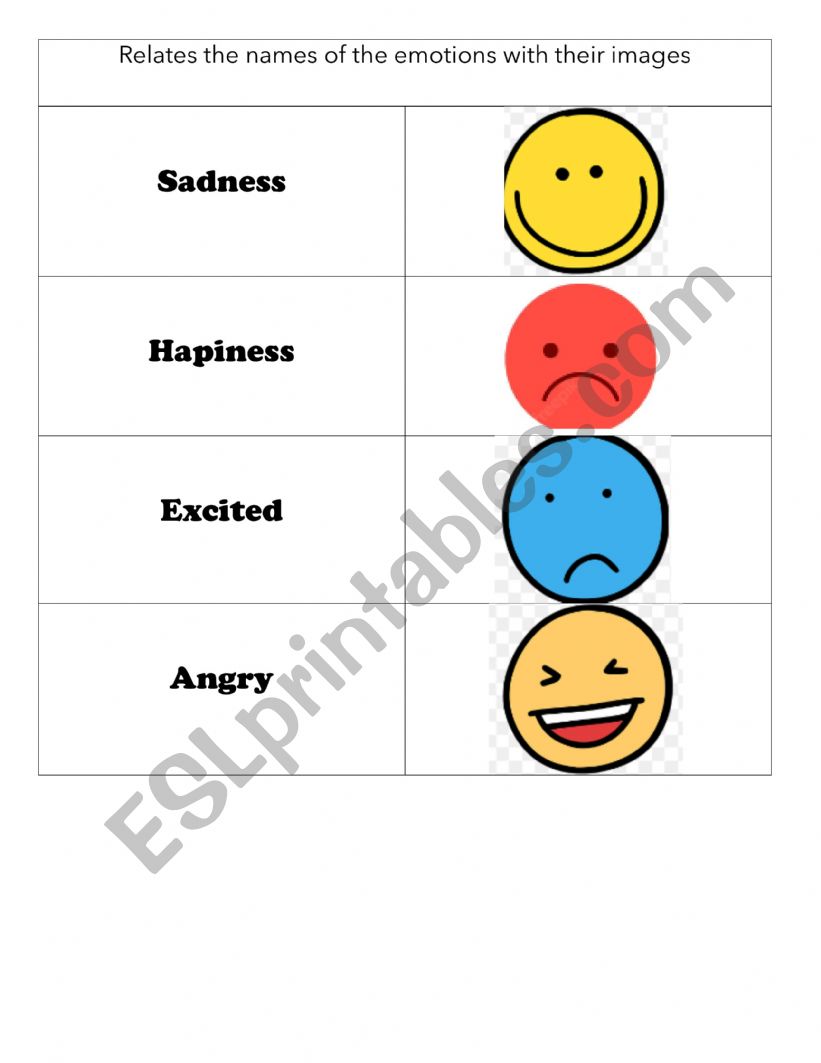 Relate the emotions worksheet