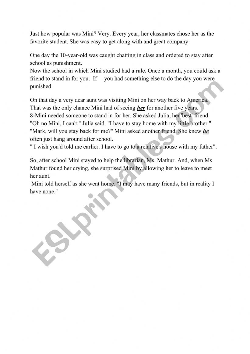 school punishement worksheet