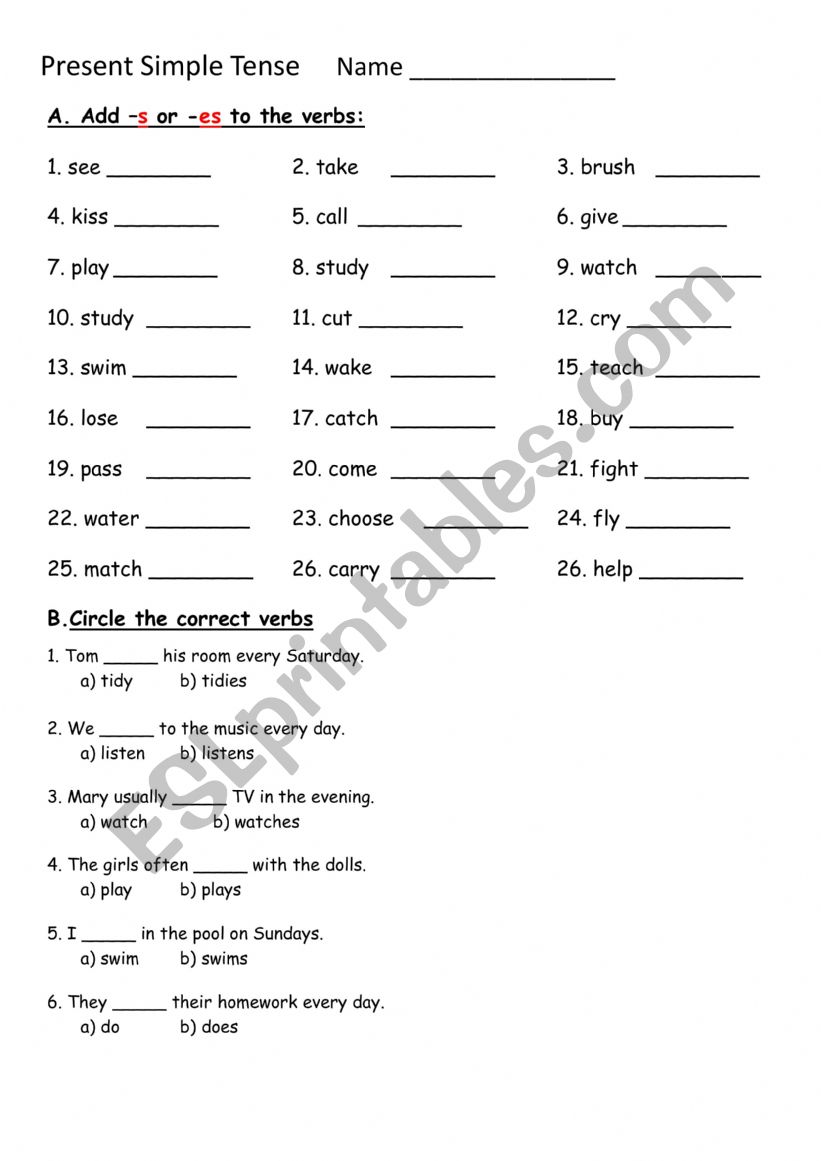 Present Simple Tense  worksheet